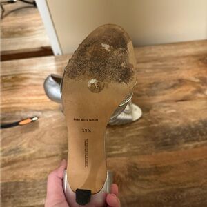 Silver Leather High Heel Shoes by Manolo Blahnik